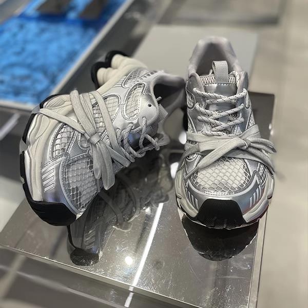 Cowhide Version Silver Dad Shoes Women's Breathable Leather Shoes Thick Sole Heightening Color Matching Versatile Lace-up Casual Sports Shoes