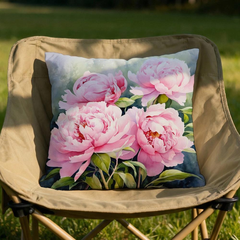 Pink Peony Flowers Cushion Cover Soft Reversible  Durable Pillow Cover  MultiScene Use for Home  Car Daily Comfort