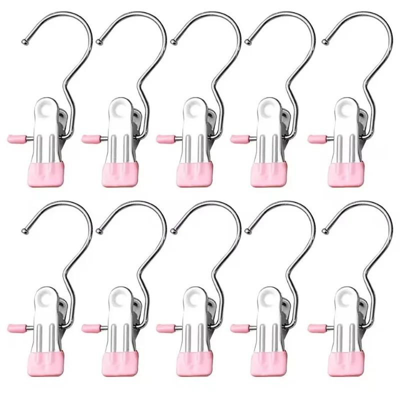 10PCS Clothespins Laundry Clothes Pegs Hook Portable Hanging Clothes Clip Pants Socks Storage Clip