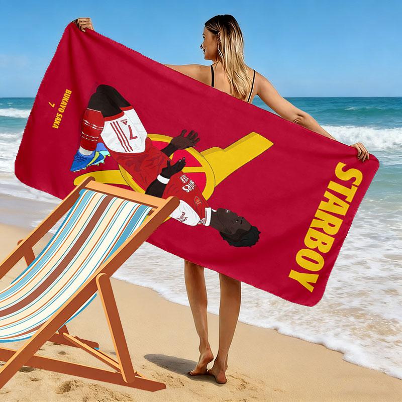 Bukayo Saka Fire Beach Towel, Large Soft Quick Dry Towel for Beach Camping Swimming
