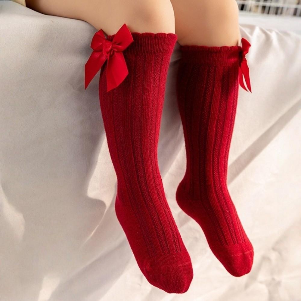 6 Pairs Soft Kids Socks Long Big Bow Hosiery Fashion Baby Knee Socks  Baby Clothing