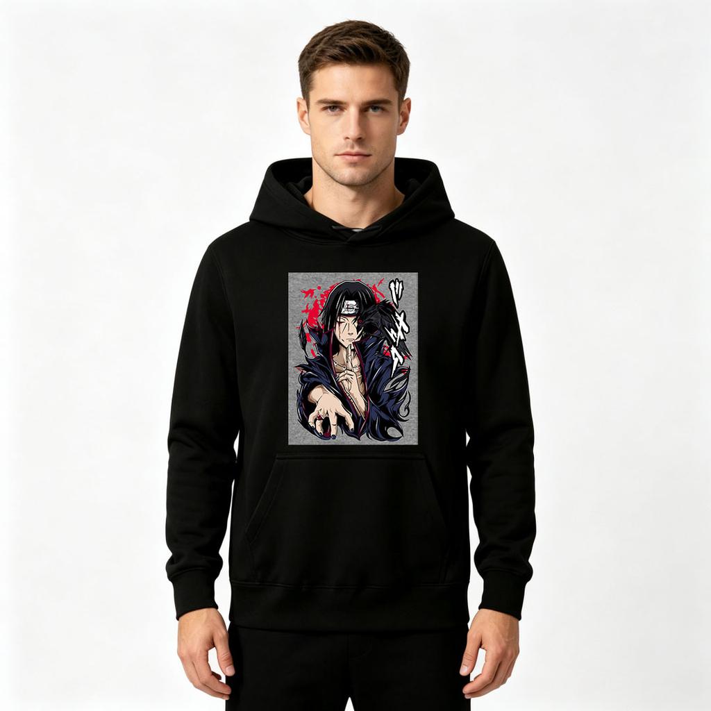 Men Anime Printed Pullover Hoodie Casual Long Sleeve Sweatshirt for Daily Wear