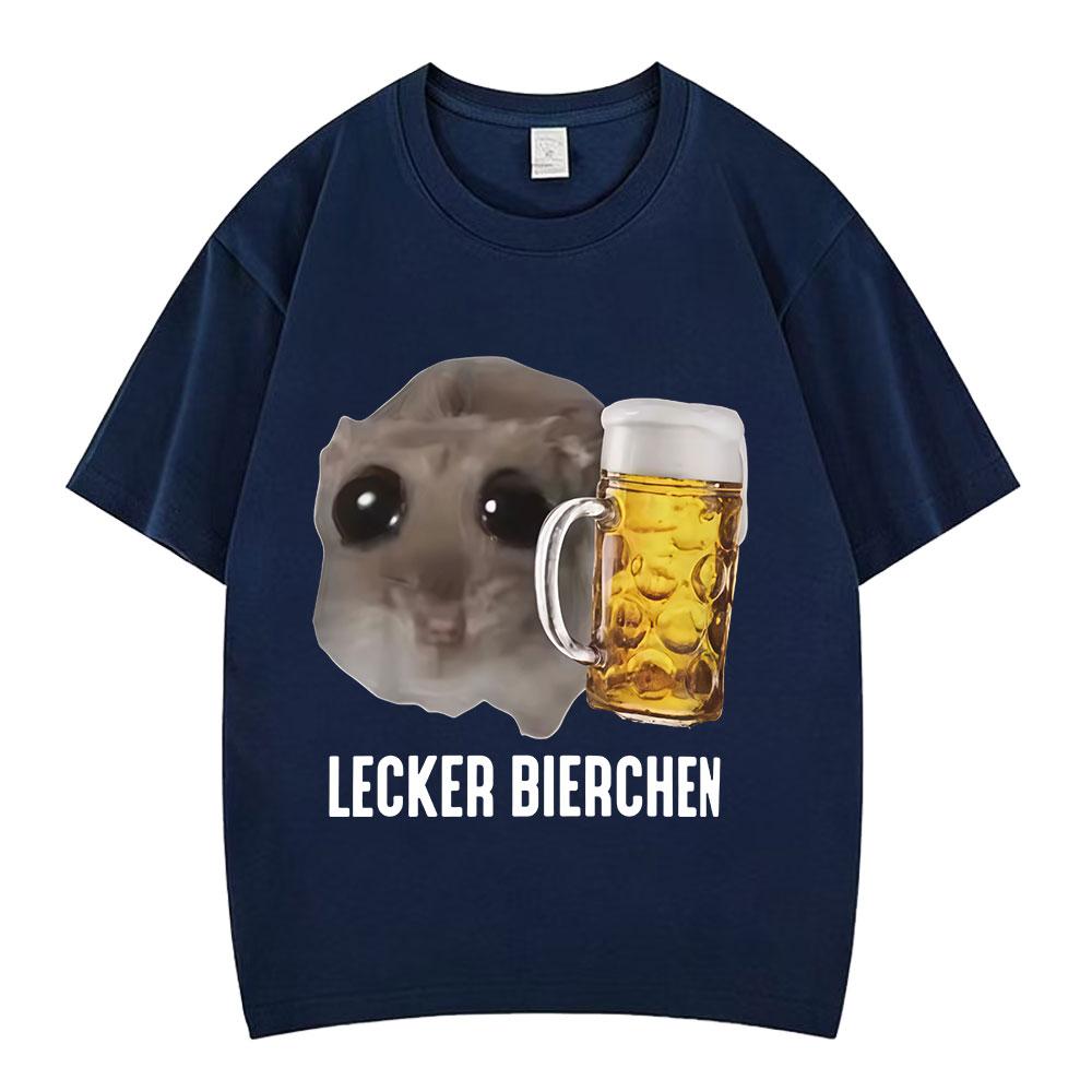 Sad Hamster Delicious Beer Funny Meme Kawaii Tshirt Unisex Unisex Fashion Hip Hop Tshirts Shortsleeved Cotton Loose T Shirts