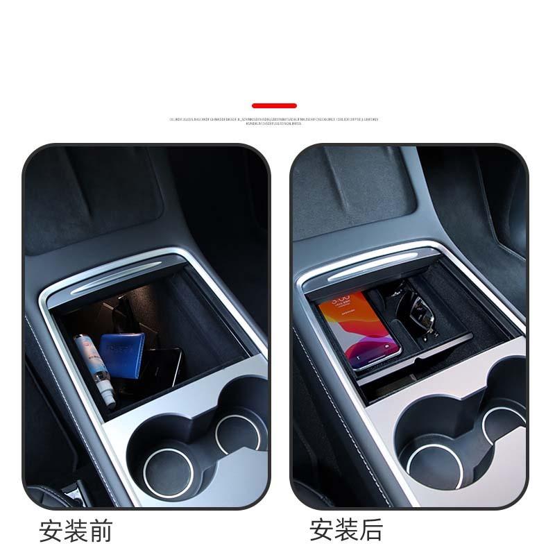 For Tesla Model3/Y Central Control Double Storage Box Armrest Box Screen Rear Storage Box Carefully Selected Accessories
