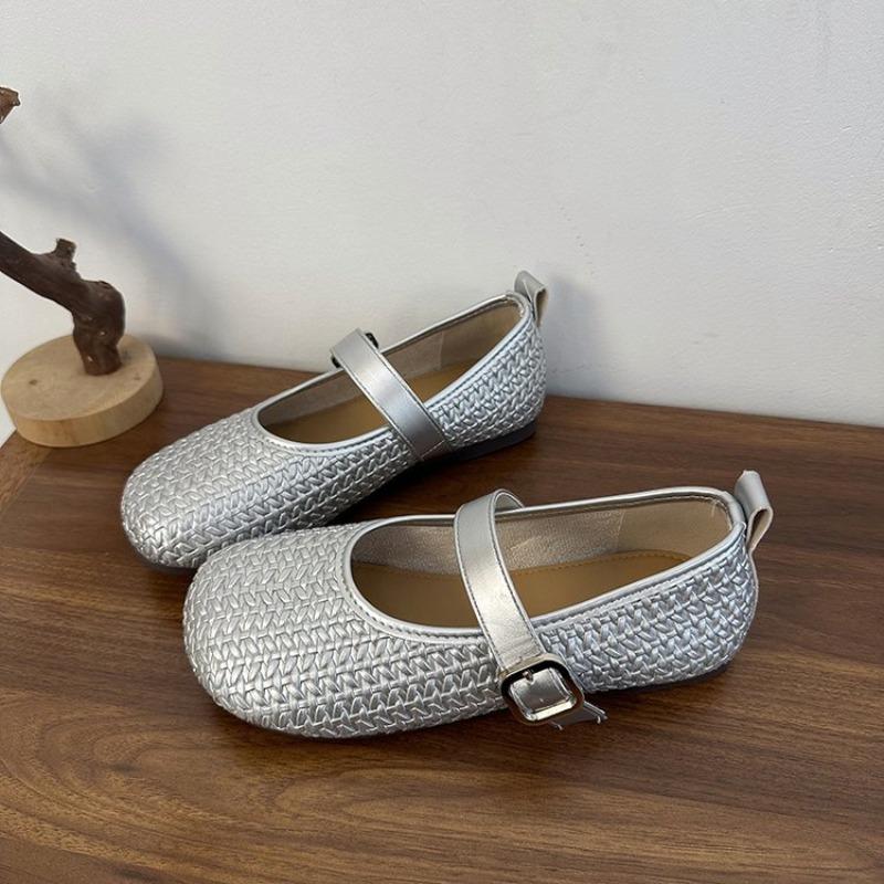Fashion French Flat Woven Mary Jane Shoes Women's 2025 Spring and Autumn New Shallow Single Shoes