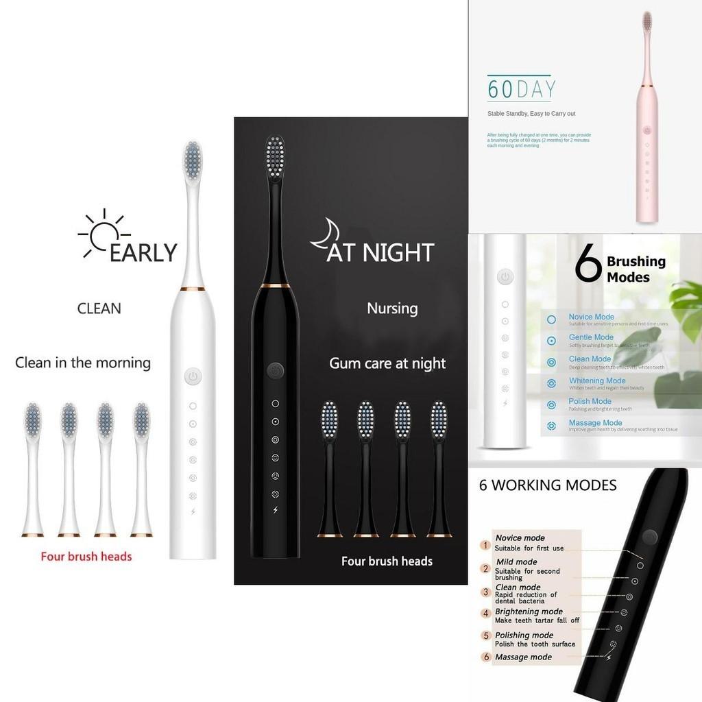 Usb Rechargeable Sonic Electric Toothbrush With Six Customizable Brushing Modes