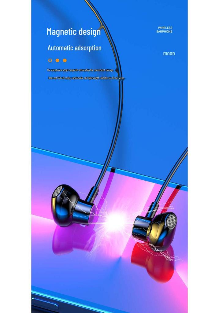 Neckband Semi-in-ear Wireless Bluetooth Earphones with LED Display, Long Standby, Compatible with Android and Apple for Sports and Running
