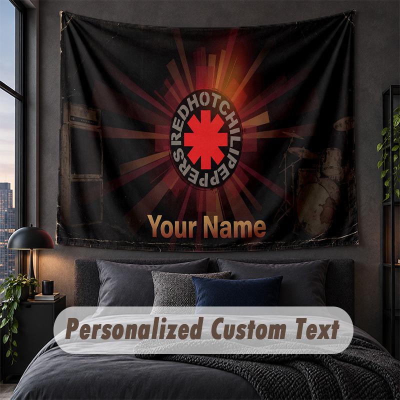 Arazzo Personalizzato con Nome Testo, Appeso a Parete Decorativo Red Hot Chili Peppers, Arazzo di Sfondo per Casa Camera da Letto
