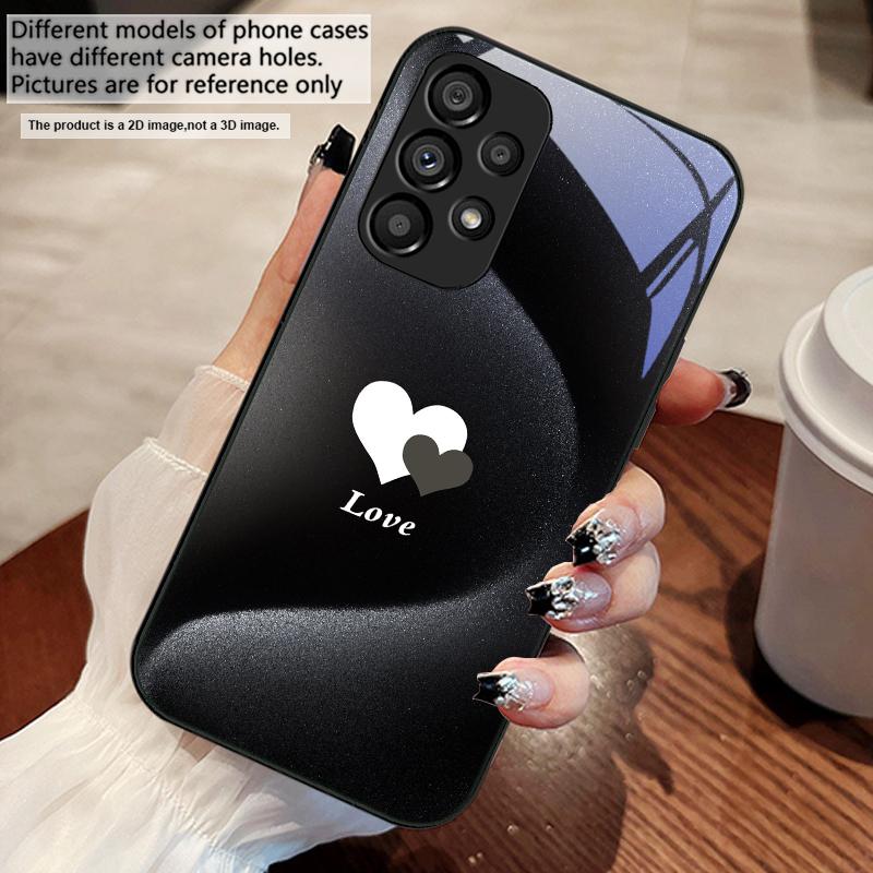 Gradient White Heart For Samsung S 25 S25 Edge S25Ultra S8 S9 S10 20 U Ltra S21 Pro S22 Plus S23 FE S24 Ultra Glass Phone Case