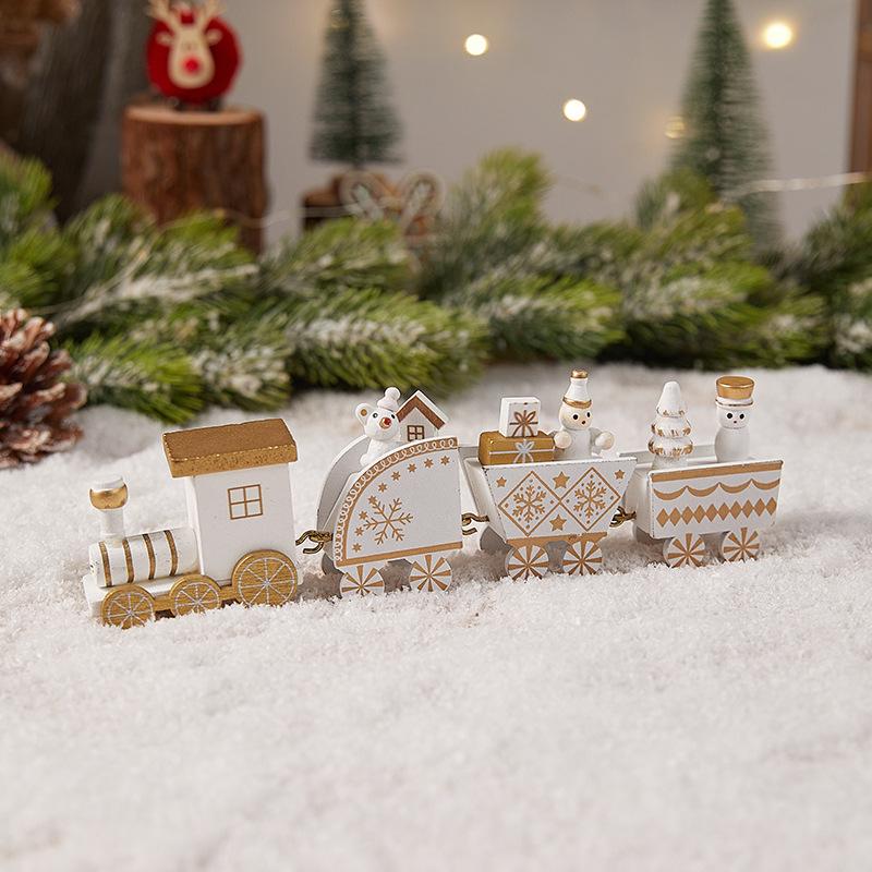 Christmas Decorations Christmas Wooden Train Kindergarten Christmas Gifts Window Decorations Christmas Toys