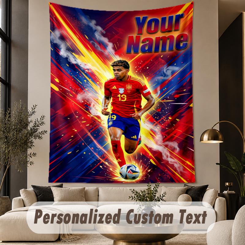 Custom Text Tapestry Lamine Yamal Print Wall Tapestry Indoor Living Room Wall Decor