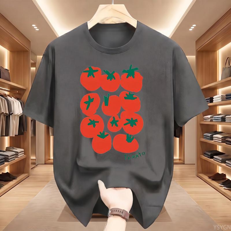 Süßes Tomaten Grafik T-Shirt Herren Sommer Lässig Kurzarm Rundhals Locker T-Shirt Gemüse Druck Oberteil