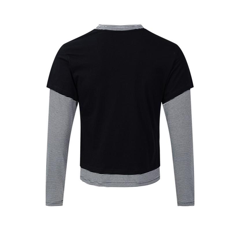 Magic Bear Vintage American Style Long Sleeve T-Shirt Mock Two-Piece Slim Fit Crew Neck Top Teens