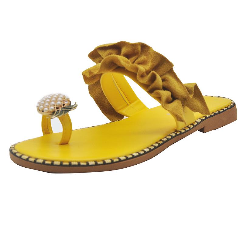 Large Size Sandals Ladies New Fashion Pineapple Lace Flip Flops Casual Beach Shoes
