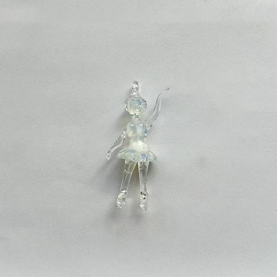 Clear Ballerina Pendant 3D Hand Blown Glass Ballet Dancer Hanging Accessories for DIY Earring Necklace Bracelet Keychain