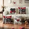 Pillowcase Valentine's Day Linen Print Sofa Decorative Cushion Cover