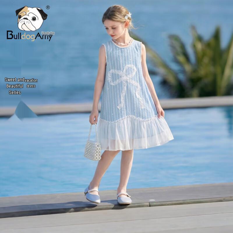 CHANZUIGOU Girls Elegant Lace Butterfly Sleeveless Dress 140 cm