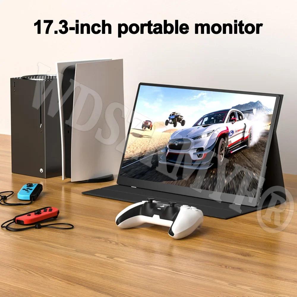17.3 Inch Portable Monitor With Protective Case IPS Monitor Extend Mode USB-C MINI-HDMI For Laptop Xbox Switch PC Gammer Screen