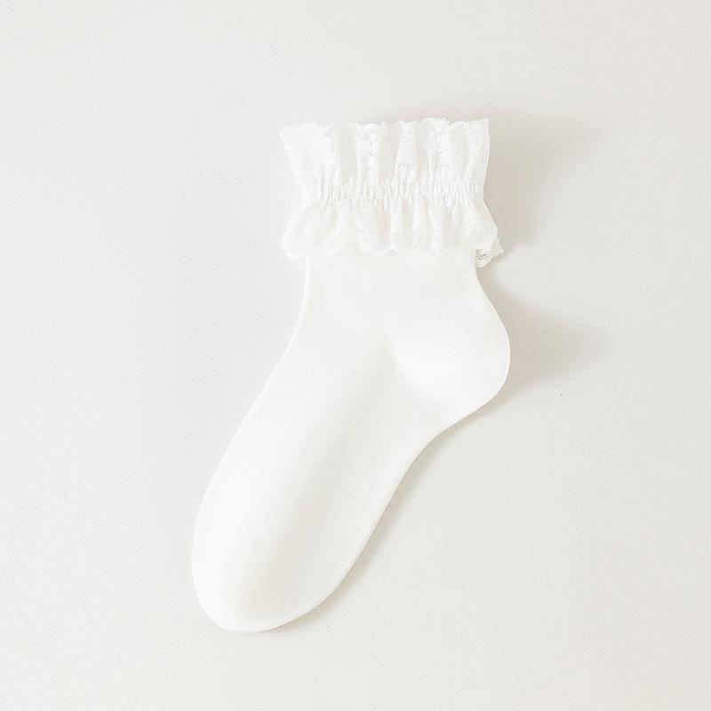 

Lace Trim Japanese Style Women s Black & White Lolita Mid-Calf Socks One Size белый