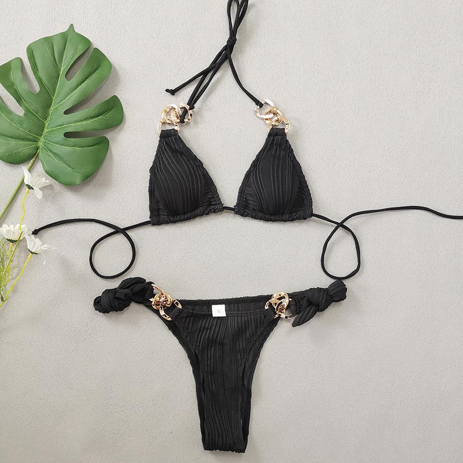 Summer new wave cloth metal ring strap bikini women's swimsuit women