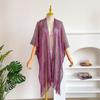 European & American Tassel Shawl: Sun Protection Bikini Beach Cover-up, Solid Color Hollow-out Design