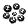 Car Black White Logo Front Hood Emblem 82mm Rear Badge 74mm Wheel Hub Cap 60mm Steering Wheel Sticker 45mm Accessories
