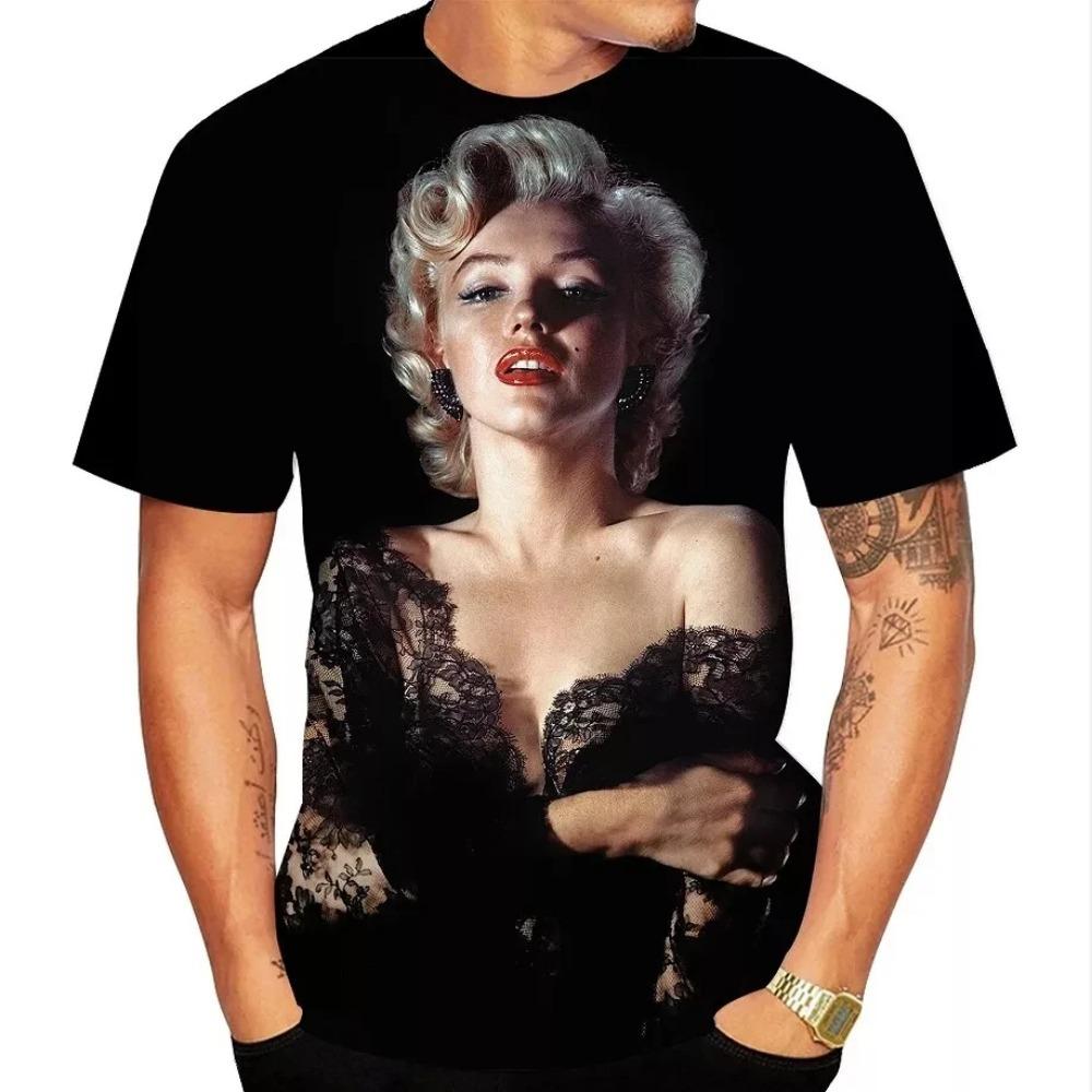 Marilyn Monroe Hip-Hop 3D Printed Men’s Short-Sleeve T-Shirt Casual Crew Neck Loose Top