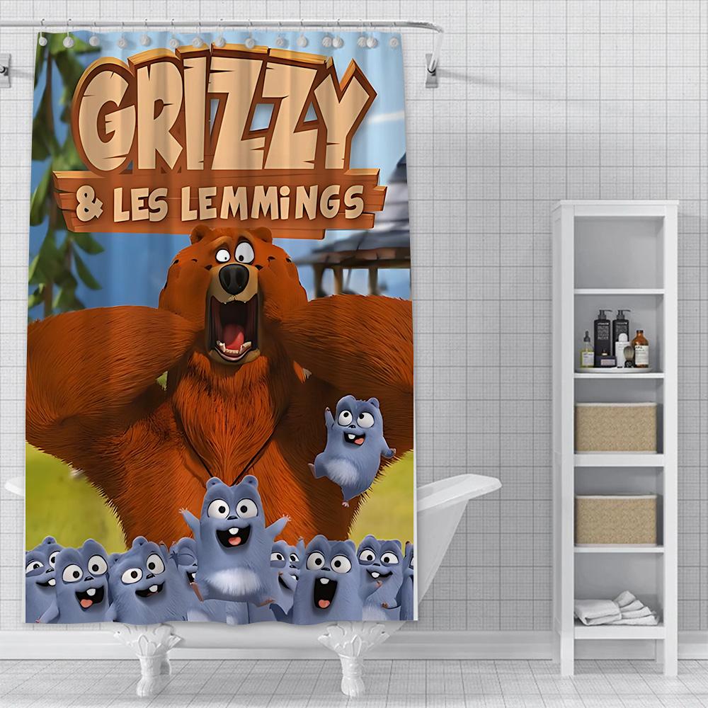 

Shower Curtain Waterproof Polyester Fabric Paint Colorful Bath Curtains Grizzy And The Lemmings Home Bathroom Decor With Hook W60H190(CM)-1 Pcs