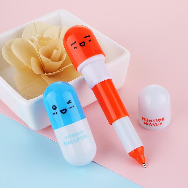 Adorable Cartoon Expression Retractable Capsule Ballpoint Pen - Cute Student Stationery Gift