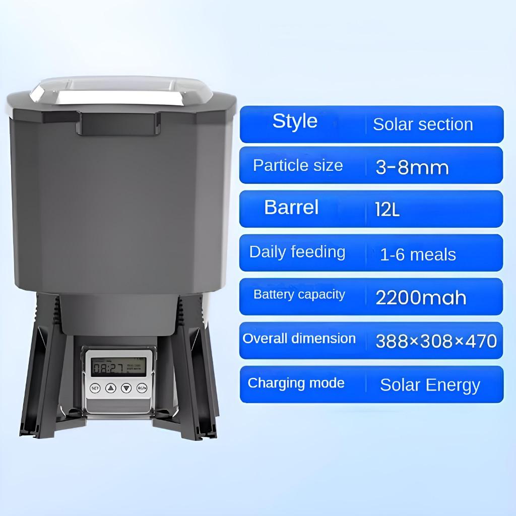 6L/12L Adjustable Timer Food Dispenser Pond Aquarium Outdoor Intelligent Feeding Machine Solar Energy Automatic Fish Feeder