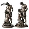 Distressed Bronze Statue Ornament, Mythology Collectible Bookshelf Vintage Ornament with Texture Anniversary Gift Sculpture Wrinkled Clothing Pattern