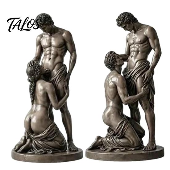 Distressed Bronze Statue Ornament, Mythology Collectible Bookshelf Vintage Ornament with Texture Anniversary Gift Sculpture Wrinkled Clothing Pattern