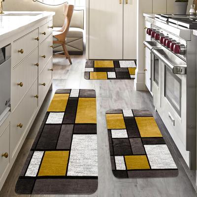 1 Pezzo Tappeti da Cucina Antifatica, Stampa Geometrica Impermeabile Antiscivolo Spesso Ammortizzato Tappetino da Cucina Resistente Comfort Tappetino per Stare in Piedi per Cucina