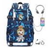 Camouflage Backpack Student Bookbag Multifunctional USB Charging Football Star Print Travel Daypack Lightweight Casual Men's Backpack