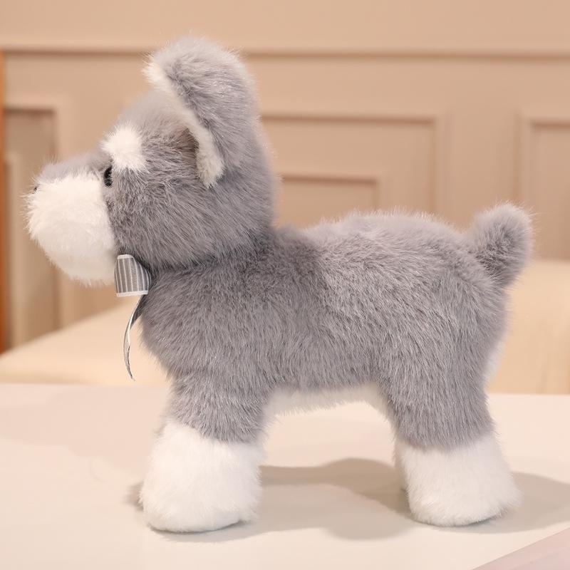 Verkauf Süßer Zwergschnauzer Hund Plüschtier Weiches Simulations-Stofftier Spielzeug Für Jungen Niedliche Po Requisiten Mädchen Geburtstagsgeschenk 30cm