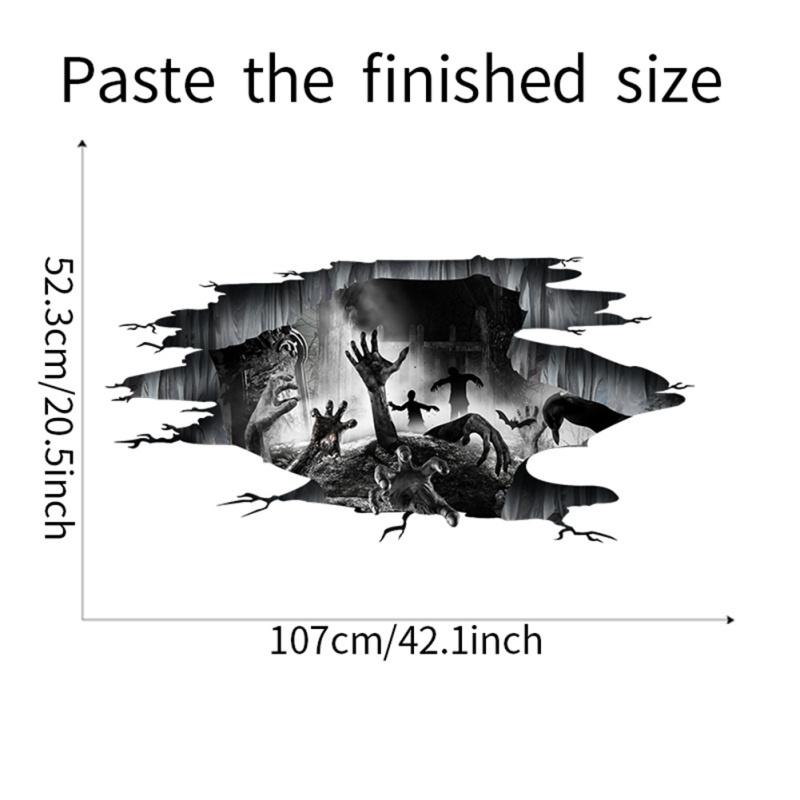 2pcs Pvc 3d Halloween Wall Stickers Scary Hand Decals Wall Posters Mural For Living Room Decor