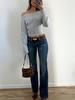 Women S Lazy Off Shoulder Knitted Short Sweater For Winter