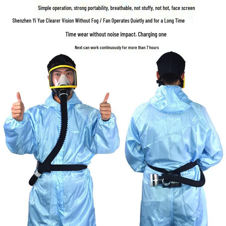 Rechargeable Electric Air Supply Full Face Respirator Mask with Long Tube and Dust/Gas Filters