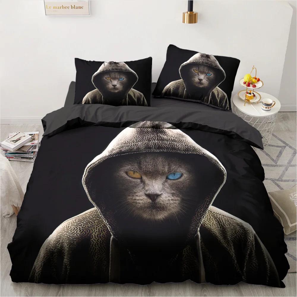 White Pet Cat Beding Set Colorfast Adult Peoples Children Winter Soft Duvet Cover Sets Children Kids,twin Ful Quen King Bedrom Set Home Textile