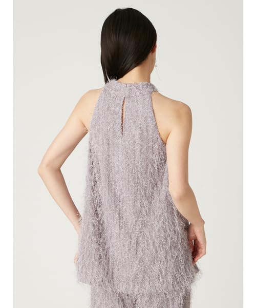 FRAY Fringe Jacquard Halter Top Size F I.D. Women's FWFB252116, Gray,