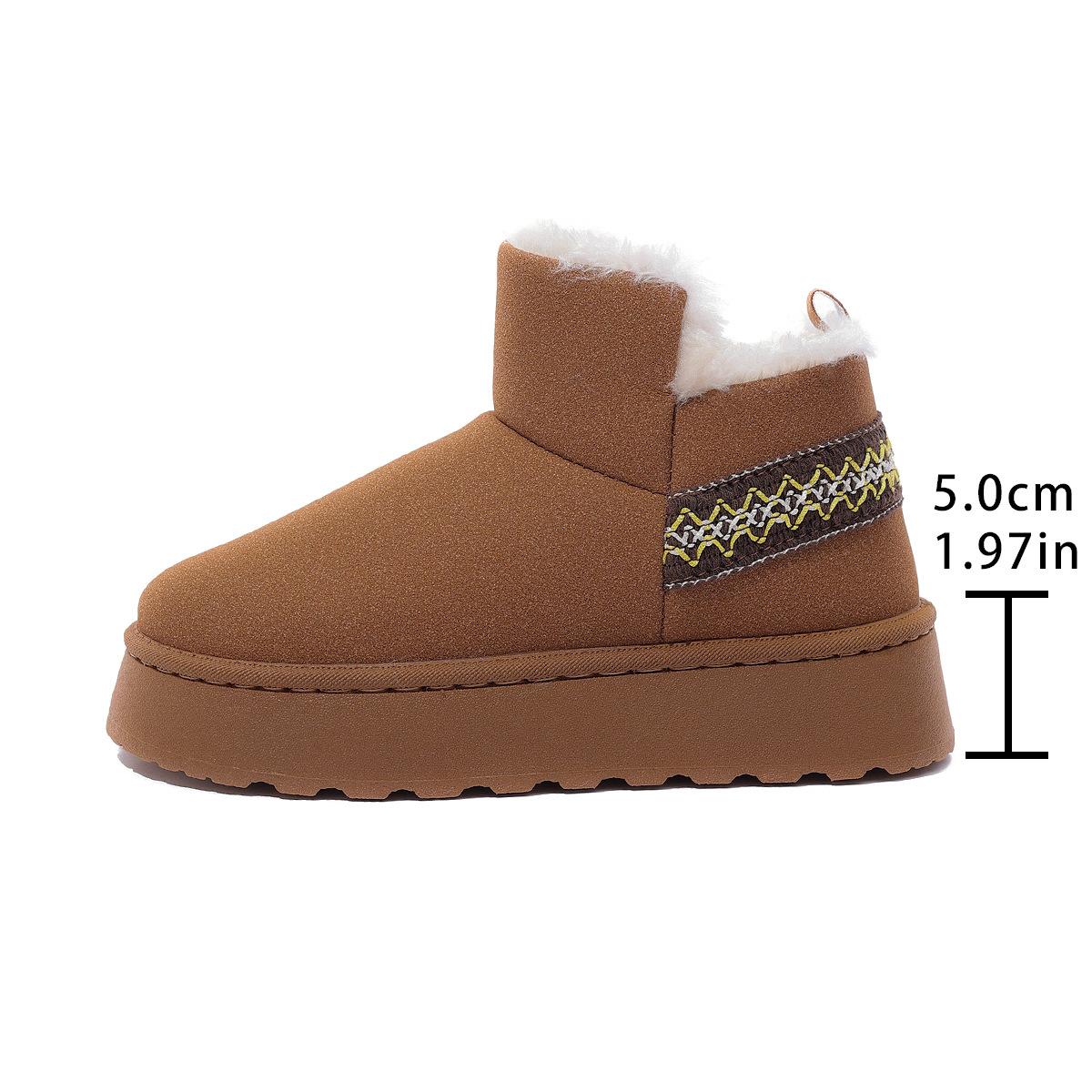 

Ретро вельветовые теплые зимние сапоги на толстой подошве для женщин, зимние новые хлопковые сапоги, короткие сапоги большого размера для женщин 41 коричневый