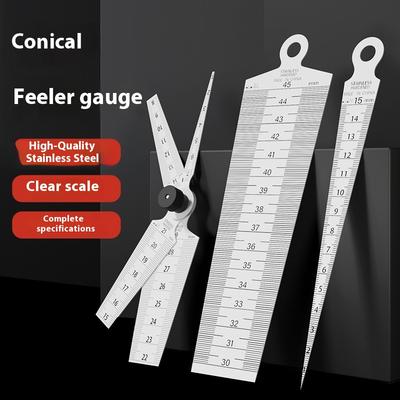 1116 High Precision Durable 1.1-61mm/1-19mm Stainless Steel Gap Wedge Taper Gauge for Measuring Clearance Aperture Tool