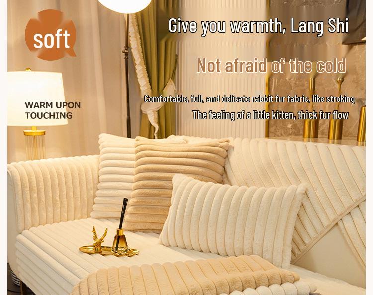 Premium Non-Slip Rabbit Fur Sofa Cushion for Autumn and Winter