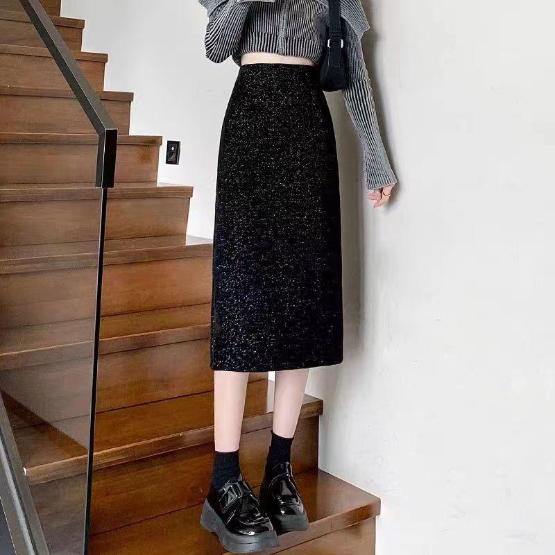 

Красная блестящая шелковая юбка А-силуэта с высокой талией, универсальная для женщин, разрез сзади, полуюбка 2XL