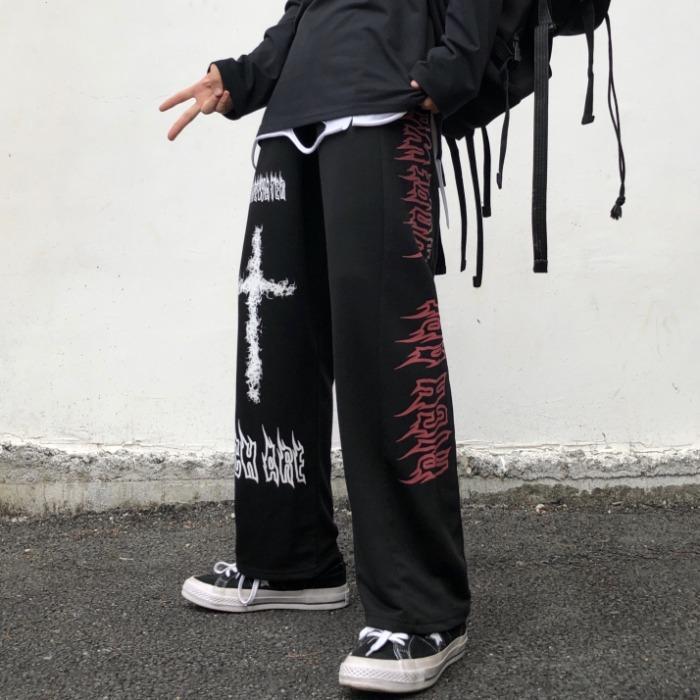 Koreański Styl Harajuku Y2K Graffiti Szerokie Spodnie Dresowe - Trend Unisex