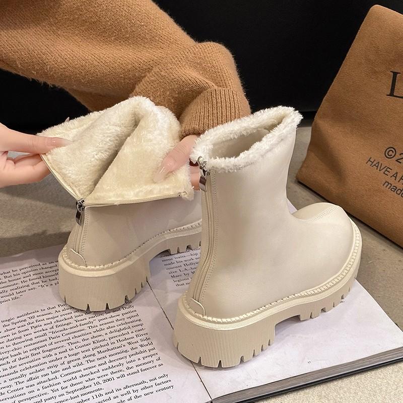 Design Winter Women Warm Plush Ankle Boots Comfort Non Slip Big Size Shoes Concise Cotton Short Botas De Mujer