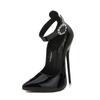 European Nightclub One Strap Pointed Toe Super Thin Stiletto High Heels Large Size Fashion Shoes For Party Crossdress Stage Photoshoot