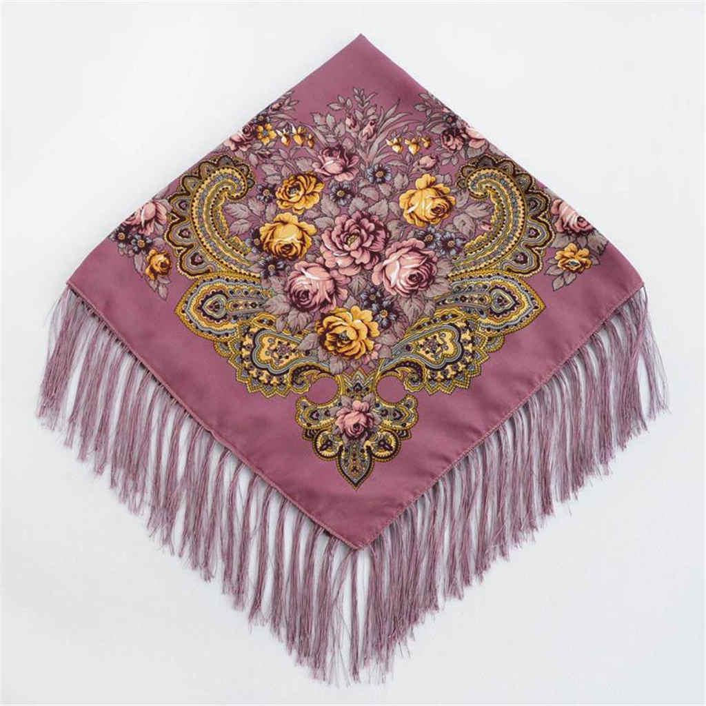 Fashion Tassel Shawl Square Scarf Big Size Cotton Long Tassel Winter Shawl Women Floral