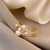 New Fashion Trend Unique Design Elegant Exquisite Vintage Pearl Open Ring Women Jewelry Party Premium Gift