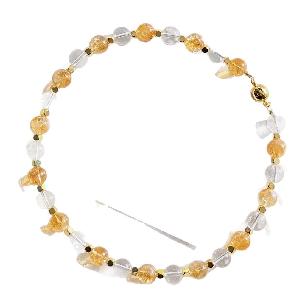 10Mm Autumn And Winter Natural Citrine White Crystal Design Sense Collarbone Chain Necklace